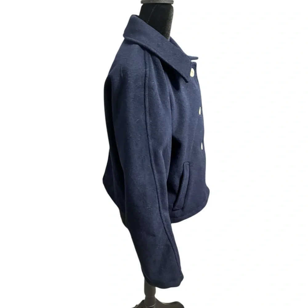 Women's Color Block Navy Pea Coat M - Picture 3 of 7